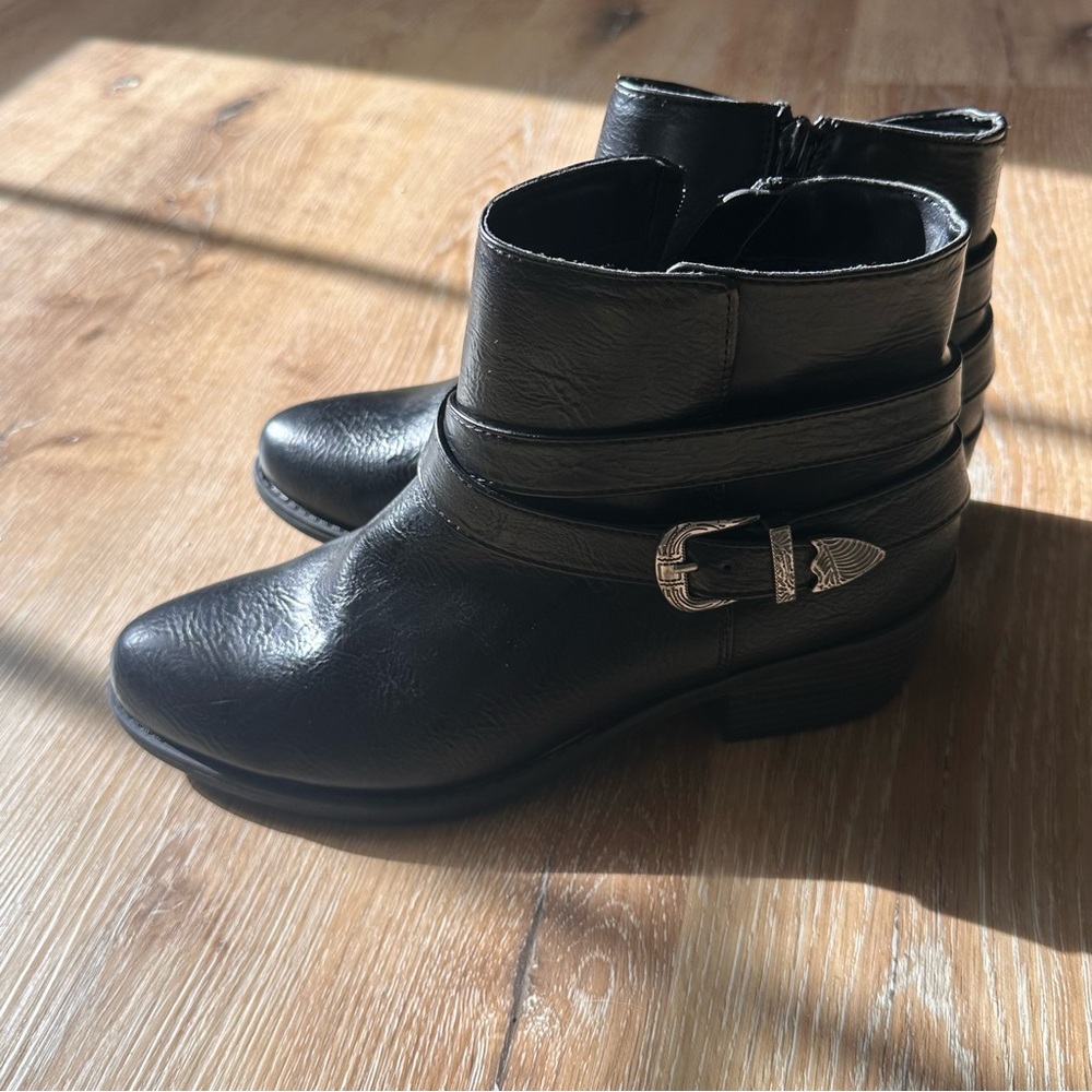 Easy Street Black Ankle Boots with Buckle Detail - Picture 4 of 9